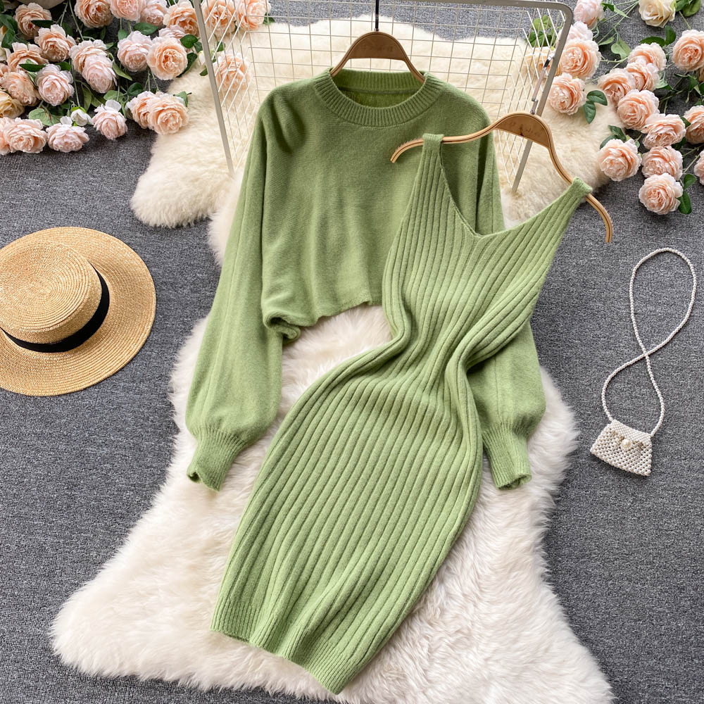 Conjunto Feminino Inverno Blusão e Saia de Malha