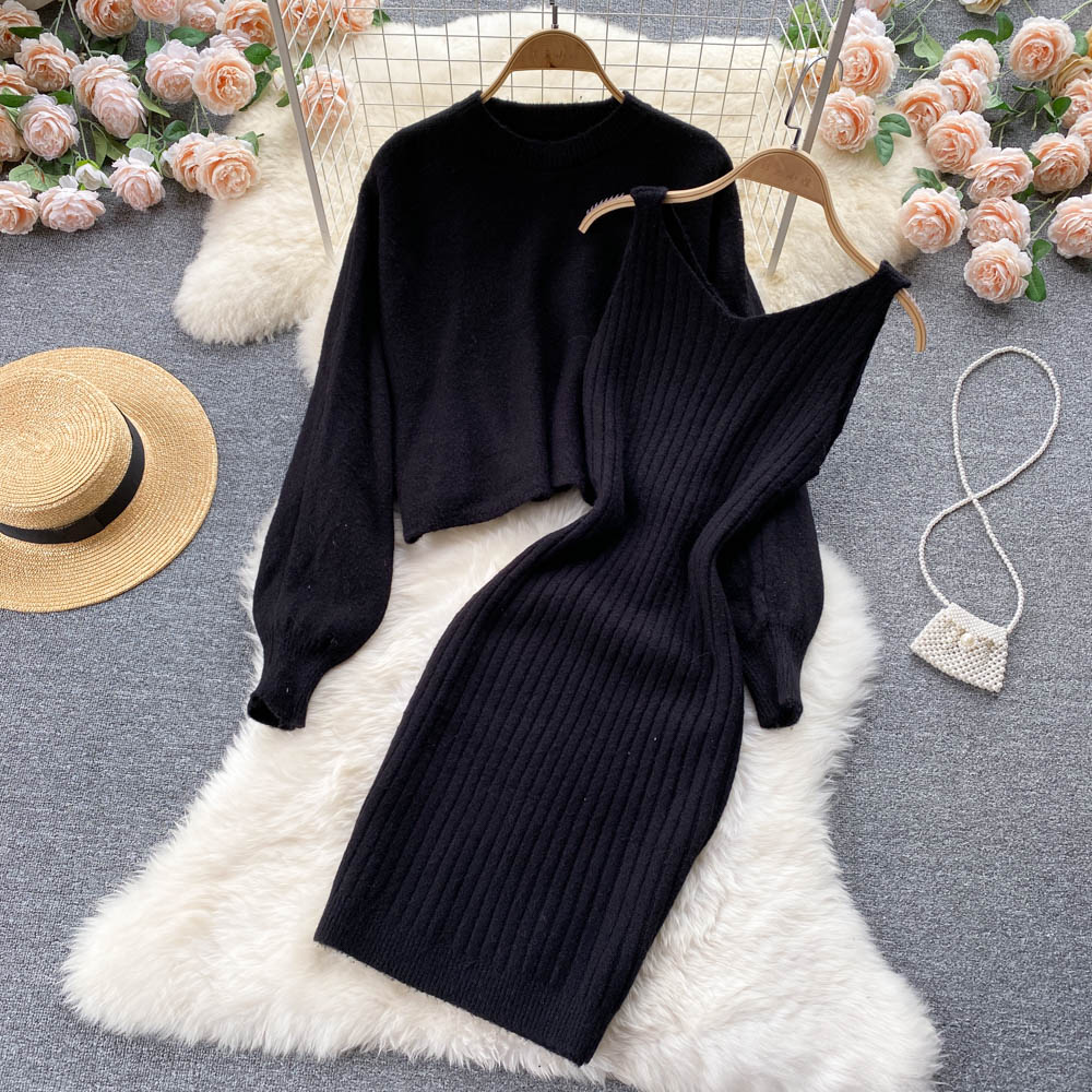Conjunto Feminino Inverno Blusão e Saia de Malha