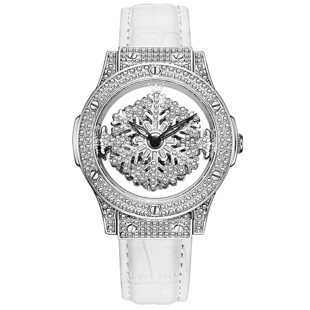 Relógio Feminino Orvalho de Diamante Neve Prata