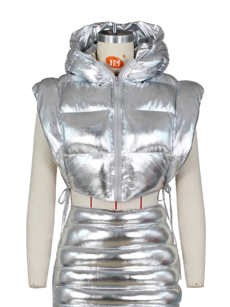 Colete Puffer Inverno Metalizado Nova Era