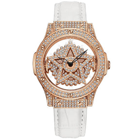 Relógio Feminino Orvalho de Diamante Estrela Ouro Rose