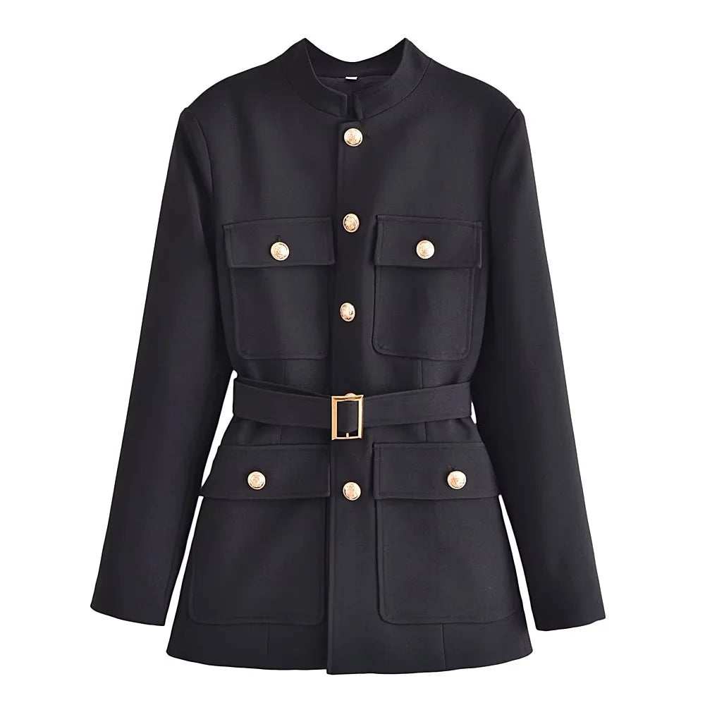 Casaco Trench Coat Feminino Novo Preto