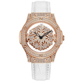 Relógio Feminino Orvalho de Diamante Neve Ouro Rose