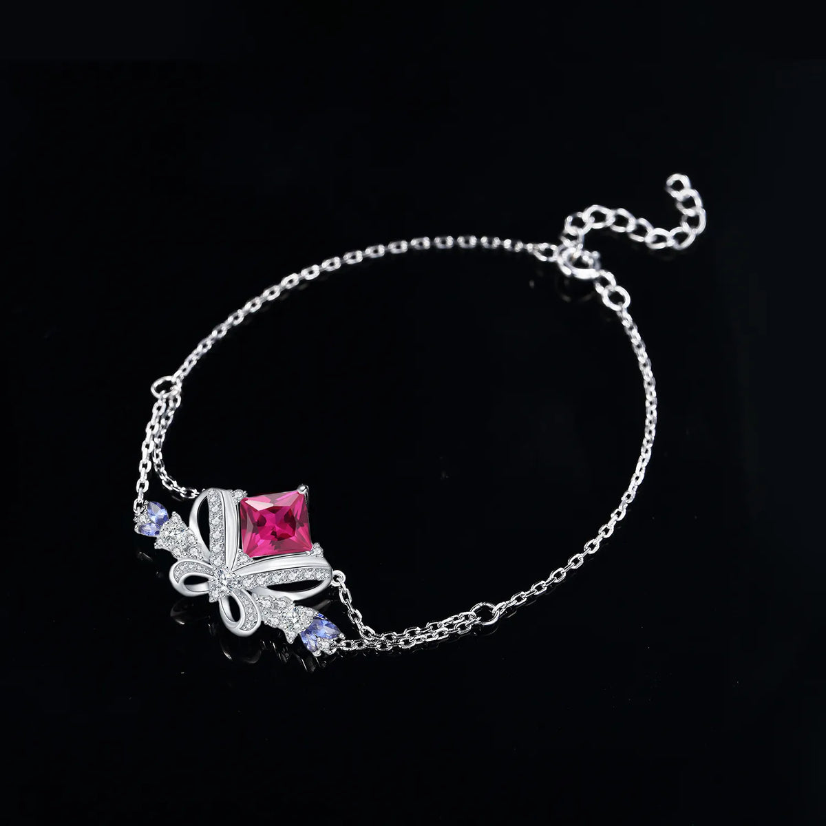 Pulseira Safira Rosa Luxuoso Mavide